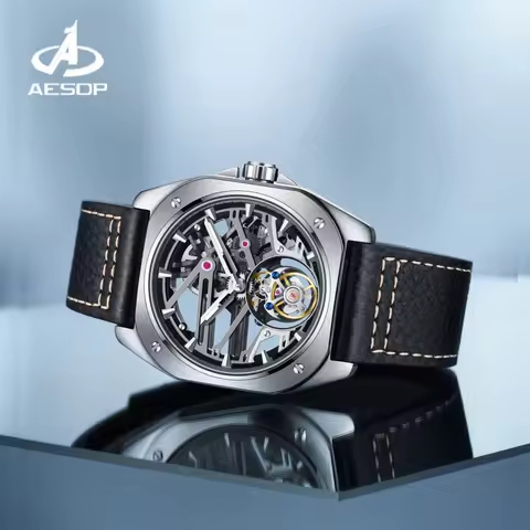 AESOP Luxury Tourbillon Watch For Men Mechanical Fashion Watches Waterproof Skeleton Tourbillon Move