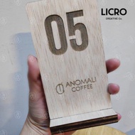 WOODEN TABLE NUMBER 8 X 15 CM CAFE RESTO COFFEE SHOP CUSTOM LOGO COFFEE SHOP