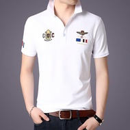 刺绣纯棉T恤纯色t空军半袖男短袖潮流港风polo衫保罗男装Embroidered Pure Cotton T-shirt Solid Color T Air Force Half Sleeve Men