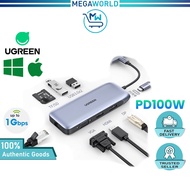 UGREEN 9 IN 1 USB C Multifunction Adapter With HDMI DP VGA USB3.0x2 RJ45 SD TF USB C PD For Macbook 