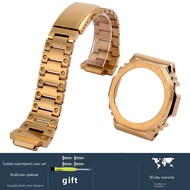 FEYUJ ของ Casio GA-2110 GA-2100ชุดผู้ชายสแตนเลสสายนาฬิกากล่องโลหะ GA2100 GA2110กรอบไม้โอ๊คเครื่องประ