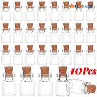 10 Pcs/Set DIY Mini Glass Bottles/ Small Transparent Cork Wishing Bottles/ Wedding Valentine's Day C