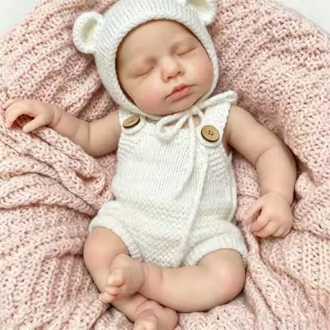 NPK 30CM Reborn Loulou Sleeping Baby Premie Flexible Elastic Solid Platinum Silicone with 3D Skin Co