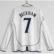 2002 England Style Home Jersey Retro Beckham Football Shirt Long Sleeve