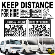 LTFRB TRUCKING TRANSPORT LOGISTICS SERVICES STICKER KEEP DISTANCE LTFRB HOTLINE CAPACITY FRANCHISED