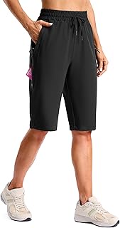 SANTINY Women's 13''/ 15"/ 17'' Long Hiking Shorts with Zipper Pockets Lightweight Quick Dry Below T