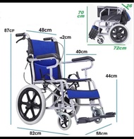Non Self Propel (10kg) / Self Propel (14kg) Foldable Lightweight Compact Wheelchair 48cm Big Seat Size / 10kg Pushchair / Wheelchair