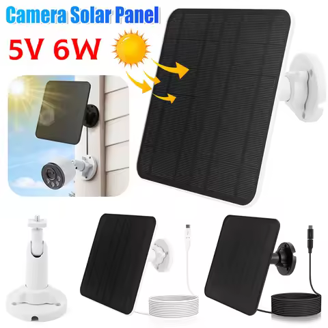 5V 6W Solar Panel IP65 Waterproof Solar Panel Charger Micro USB & USB-C Port 9.2 Ft Charging Cable f