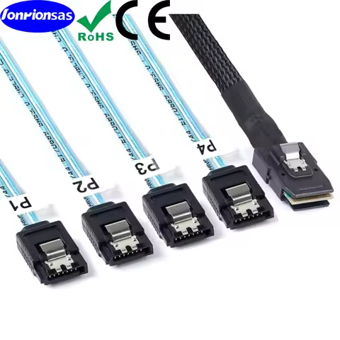 LONRIONSAS#MiniSAS 36Pin SFF8087 to 7Pin SATA Target/Backplane, Host/Controller Compatible with PERC