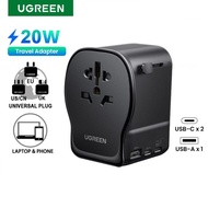 UGREEN Nexode 20W Universal Travel Adapter Switchable Plugs UK/US/DE/CN 2 in 1 Socket Charge PD 65W 