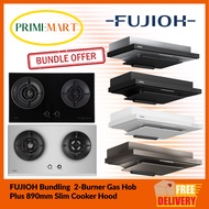 FUJIOH 2-BURNER GAS HOB BUNDLE (FH-GS7020 SVGL/SVSS) WITH 890MM SLIM COOKER HOOD (FR-FS2290)
