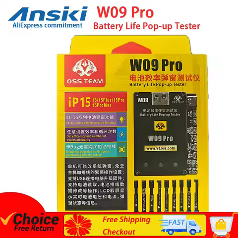 OSS TEAM W09 Pro V3 Battery Life Pop-up Tester for iPhone11-15PM Detection Modify Battery Efficiency