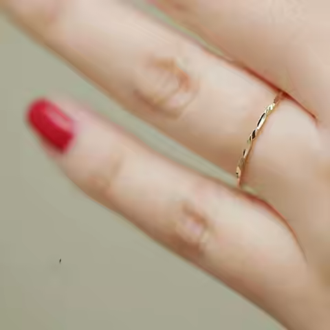 GOLDtutu 14K Solid Gold Ring, Thin Ring, Stacking Ring, Dainty Gold Ring, Minimalist, Mid-century Bf