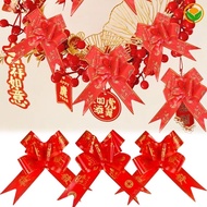 10Pcs High-Quality Practical New Year Car Decoration/ Chinese Wedding Red Rearview Mirror Ribbon Pull Flower Ornament