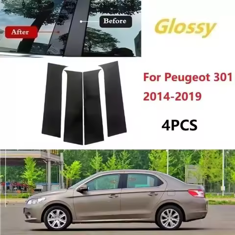 For Peugeot 301 308 408 206 207 307 5008 6pcs Black Center Column Window Trim Covers B C-Pillar Stic