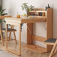 Fold Out Wall Table, Wall Mounted Dining Table, Hideaway Desk with Storage Shelf, Wooden Extendable Desk, Space Saving Multifunction Table for Dining Room Kitchen Small Apar lofty ambition