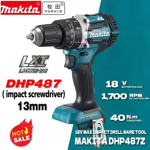 🏆Makita DHP487 Screwdriver Cordless Percussion Drill 18V Electric Variable Speed Brushless Motor Imp