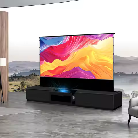 Modern 120-Inch Floor Rising Projection Screens Integrated Laser TV Cabinet for Hisense L9Q Triple L