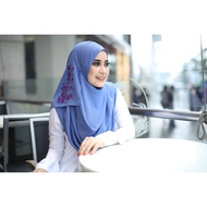 Exclusive Chiffon Tudung Himawari Instant Shawl with 2 Loops-Steel Blue