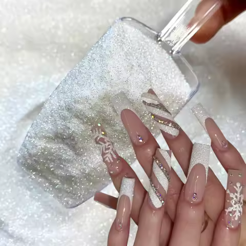 10g/Bag Glitter Snow White Nail Art Sugar Powder Sweater Laser Shiny Decoration Chrome Powder Woolen