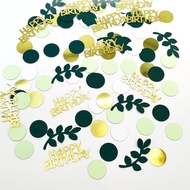 Sage Green Happy Birthday Confetti, Birthday Table Decorations Scatter Green Gold Foil Cake Confetti