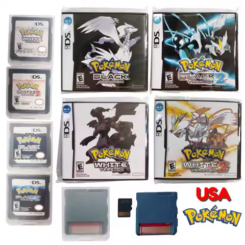 NDS Game Card Pokemon Black White 1 2 Boxed DS Games Cartridge Video Game Console Card USA English(R