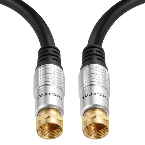 TV Aerial Coaxial Patch Cable with F-Male Connector for Satellite TV, Cable Modem, Set-top Box Gold 