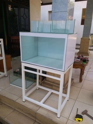 AQUARIUM 60X40X40 8MM 1 SET LENGKAP PUTIH