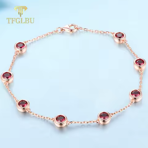 TFGLBU 4mm Full Excellent Cut Bubble Moissanite/ruby/sapphire Bracelet for Women Shine Gem 925 Sterl