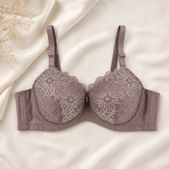 bra & cotton Plus Size Lace T-Shirt Bra 36D-48D | Full Cup High Side Band Support Bra 4 Hooks (3289)