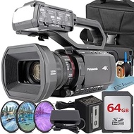 Panasonic HC-X2000 UHD 4K Professional Camcorder + Case + 64GB Memory Card Accesory Bundle, Black