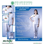 OLFU PSYCHOLOGY UNIFORM FOR FEMALE V-Neck High Quality Fabric - No Logo