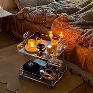 Acrylic Coffee Table Trolley Storage Rack Mobile Coffee Table Side Table Multi-Layer Floor-standing 