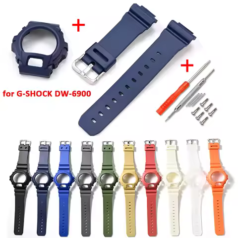 Case + Strap for Casio G-SHOCK DW-6900 DW-6600 DW-6930 DW-3230 Replace Matte Resin Rubber Band Brace