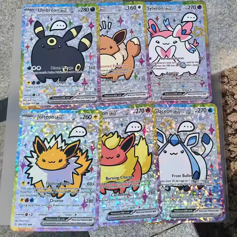 22*16cm 30Pcs DIY Cute Big Shiny Card Pokemon Holographic Anime Version Classical Collection Cards G