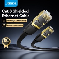 Jasoz Cat8 Flat Ethernet LAN Cable 40Gbps 2000MHz CAT 8 Shielded Flat Cable High Speed Network Cable