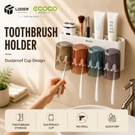LODER ECOCO Toothbrush Holder Wall Mounted Toothbrush Organizer Toothbrush Cup Bathroom Organizer