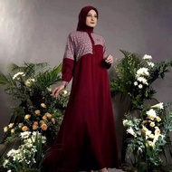 Malayya Dress By Nadheera Luxury Gamis Terbaru 2024 Bahan Crinkle Airflow Premium Mix Brukat Busui J