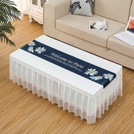 Meja makan tahan debu ruang tamu, kain renda, tudung kabinet TV