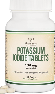 Double Wood Potassium Iodide 130mg Tablets - Emergency Use for Exposure - 180 Count, 3 Month Supply