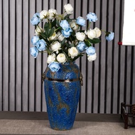S/🌔Jingdezhen Ceramic Vase Crude Pottery Pot Hydroponic Dried Flowers Flower Arrangement Vintage Floor Vase Living Room