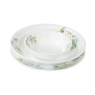 Corelle 3-Piece Set: Medium Plate, Deep Plate, Small Bowl - Chip Resistant, Lightweight, Microwave S