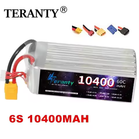 TERANTY 22.2V 10400mAh 6S Lipo Battery For RC FPV Car Helicopter Spare Parts 22.2V Battery With XT90