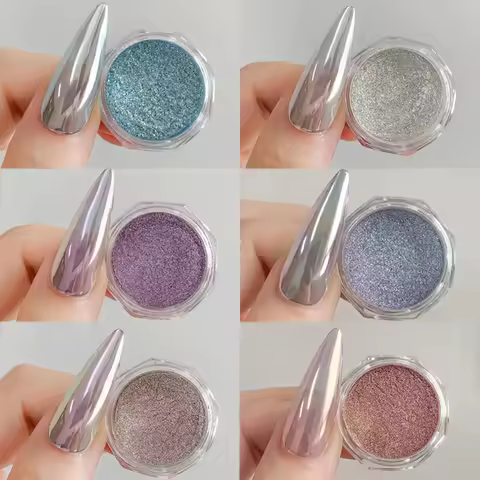 1/6Pcs Magic Metallic Chrome Powder Net1-2g Moonlight Pearl Mirror Powder 1*Set Mirror Effect Aurora