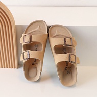 Sangnuo Baker รองเท้าแตะส้นแบนสําหรับผู้ชายและผู้หญิงสไตล์สตรีทพร้อมซับในหนัง Ultrafine Frosted Leat