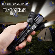 EELIC LAS-W537 HITAM LAMPU SENTER LED LAMPU SENTER ROBOT LAMPU SENTER 3 KEPALA CAHAYA EMERGENCY RECH