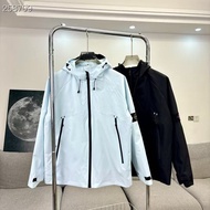 2NR9 Stone Island /Three-proof outdoor ether blue jacket, island sun protection jacket, trendy outer