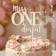 Miss ONEderful 1st Birthday Wooden Cake Topper - Miss ONEderful 1st One Wooden Birthday Cake Decorat