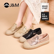 Joy&Mario Casual Shoes Women Summer New Flat Shoes Women's shoes sequin flat mesh shoes