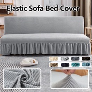 Armless Sofa Cover Elastic Solid Color Sofa BedCover with Skirt Sofa Cushion Cover Furniture Protector Sarung Katil Sofa